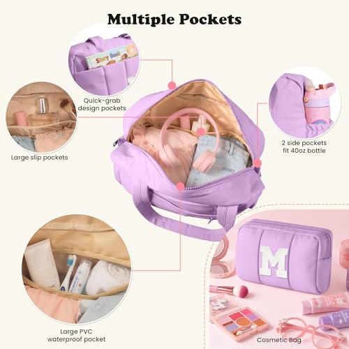 Tween Girl Trendy Stuff-Initial Gym Bag-Carry On Bags for Women - color: Purple, style: P