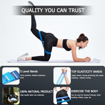Lianjindun Loop Resistance Exercise Bands Set for Home Gym, Set of 5 - color: Gradient Blue Set