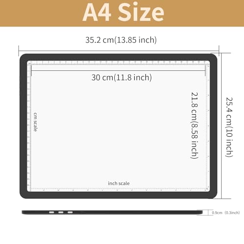 YINGWOND 9000LUX A4 Rechargeable Tracing Light Box with Padded Case,Wireless Diamond Art Light Board,Side Physical Buttons and Magnetic Portable Light Pad for Diamond Painting,Drawing,Sketching - style: Rechargeable A4 Black with Bag