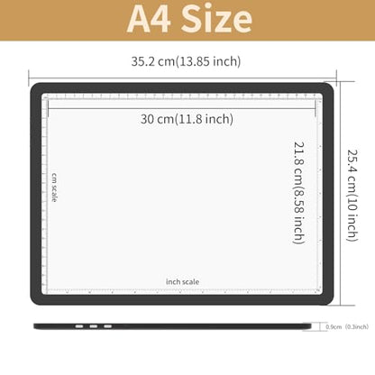 YINGWOND 9000LUX A4 Rechargeable Tracing Light Box with Padded Case,Wireless Diamond Art Light Board,Side Physical Buttons and Magnetic Portable Light Pad for Diamond Painting,Drawing,Sketching - style: Rechargeable A4 Black with Bag