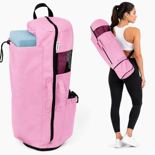 MAGNILAY Expandable Yoga Mat Bag, Adjustable Strap, Black, Large - color: Pink