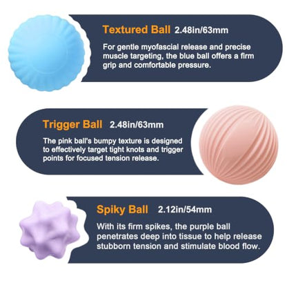Silicone Massage Ball Set for Myofascial Release | Lacrosse Massage Balls for Trigger Point & Deep Tissue Therapy, Muscle Knots, Plantar Fasciitis & Muscle Soreness Relief - style: Silicone Massage Ball Set for yoga