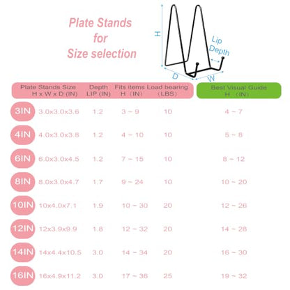 3PCS Iron Plate Stands for Display 10Inch, Large Metal Frame Holders Easel | Solid Black Iron Easel Holder, Perfect for Picture, Decorative Platter, Book, Plaques, Photo, Tabletop Art - size: 3PCS 10IN