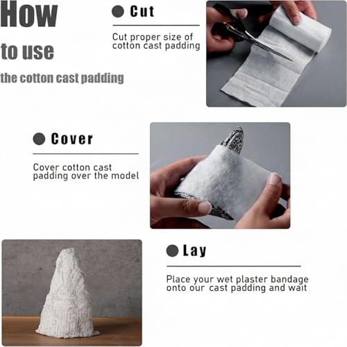 Nuanchu 12 Rolls Medical Cotton Cast Padding Plaster Cloth,4 Inch X 11.8 ft | Individual Wrapped, Undercast Protection Padding, Soft Cloth for Body Casts, Halloween Bandage Art, Mask Craft Supplies - size: 4 Inch X 11.8 ft