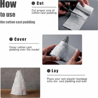 Nuanchu 12 Rolls Medical Cotton Cast Padding Plaster Cloth,4 Inch X 8.8 ft | Individual Wrapped, Undercast Protection Padding, Soft Cloth for Body Casts, Halloween Bandage Art, Mask Craft Supplies - size: 4 Inch X 8.8 ft