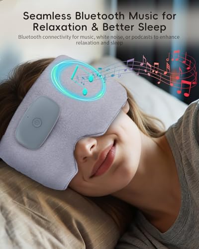 Heated Bluetooth Eye Mask for Sleep, Dry Eyes & Relaxation - color: Light Gray