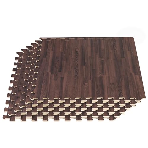 Forest Floor 3/8 Inch Thick Printed Foam Tiles, Premium Wood Grain Interlocking Foam Floor Mats, Anti-Fatigue Flooring – Stylish Flooring Solution - color: Cherry, style: 16 Sq Ft