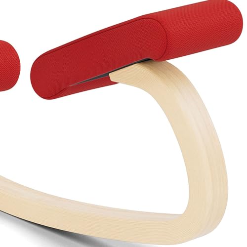Varier Ergonomic Kneeling Chair, Rocking Knee Stool for Home Office Desk - color: Natural/Red
