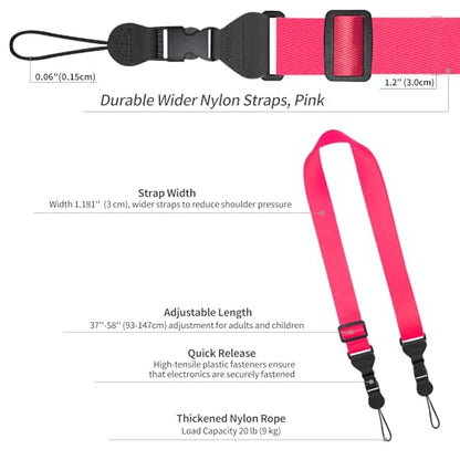 FIEIL Nylon iPad Strap, Adjustable Camera Neck Strap, Comfortable Shoulder Strap for iPad, Cellphone Tablet, Camera, Laptop, Binocular, Luggage Bag(Pink Universal Neck Lanyard) - color: Fuchsia