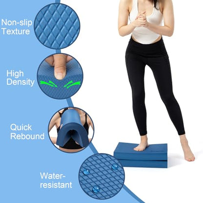 StrongTek Foam Balance Pad, High-Density TPE, 15.8 x 13 x 2 in, Non-Slip - color: Blue-Set of 2