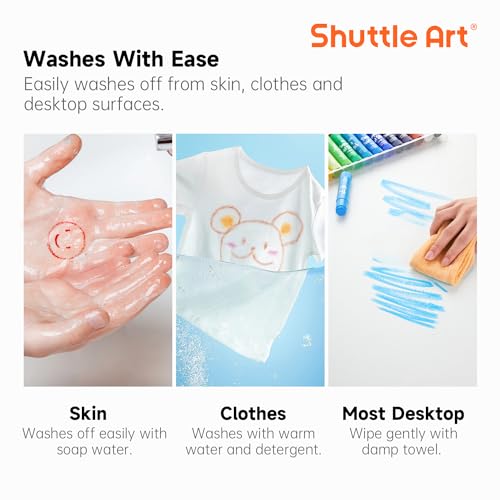 Shuttle Art Tempera Paint Sticks 60 Pack 30 Colors, Kids Safe, Washable | Fast Drying Solid Paint Sticks, Works Smoothly and Creamy on Paper, Wood, Glass, Ceramic and Canvas for Kids Art Creation