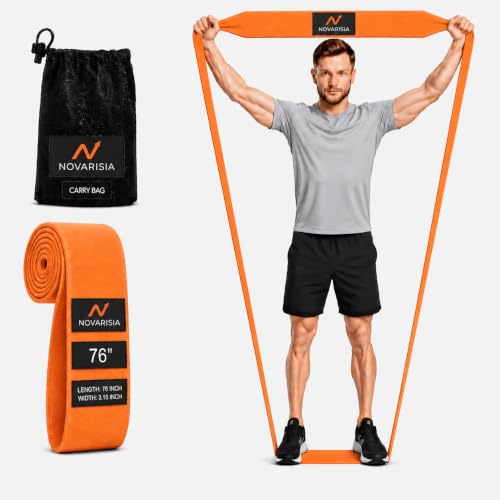 76 Inch Fabric Resistance Band for Strength Training, Mobility, and Stretching, Non-Slip Workout Band for Athletes, Home Gyms, Yoga, and Physical Therapy - color: Cosmic Orange