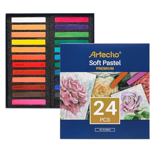 Artecho 24pcs Soft Pastels, Square Chalk | Drawing, Blending, Layering, Shading - style: 24 colors long