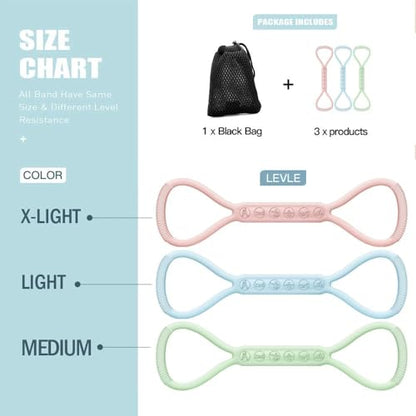 2026 Upgraded Figure 8 Resistance Band for Physical Therapy, Shoulder Back Arm Exercise Bands, 3 Resistance Levels for 15 25 35lb for Kids Adult Elderly - color: 15LB+25LB+35LB