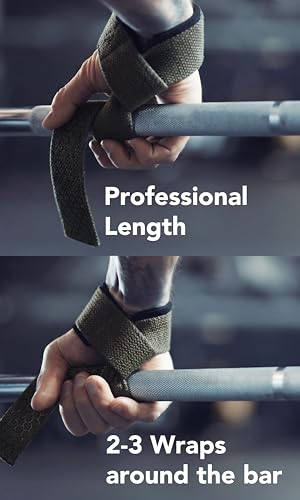 Fitgriff® Lifting Wrist Straps for Weightlifting, Gym, Deadlift, Workout (Made of Premium Cotton & Padded) - Men & Women - color: Army Green (Grip), size: Standard (above 6.3' Wrist)