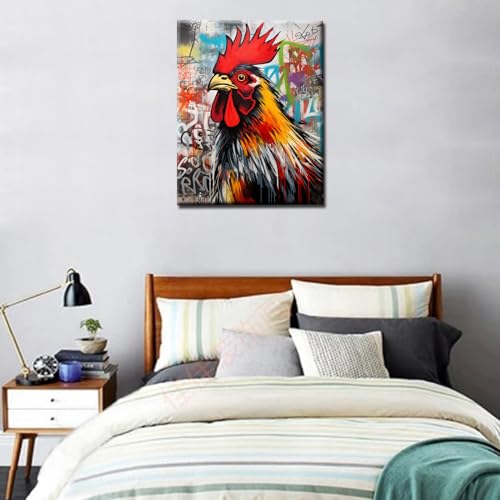 Tucocoo The Fighting Cock DIY Painting by Numbers for Adults, Graffiti Painting Series on Canvas, Easy to Paint, Beginner Kit with Pigment and Brushes, Unique Graffiti Art with Frame, 16''X20'' - color: Animals-07, size: 16''Wx20''H(DIY frame)