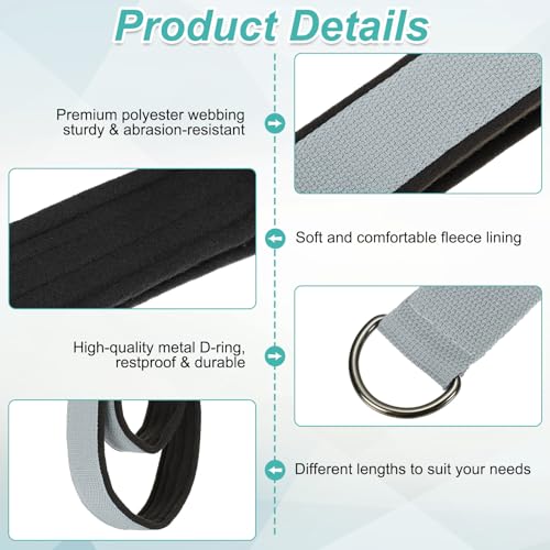 Pilates Double Loop Strap, D-Ring Padded Fitness Strap Pilates Handle Exercise - color: Gray