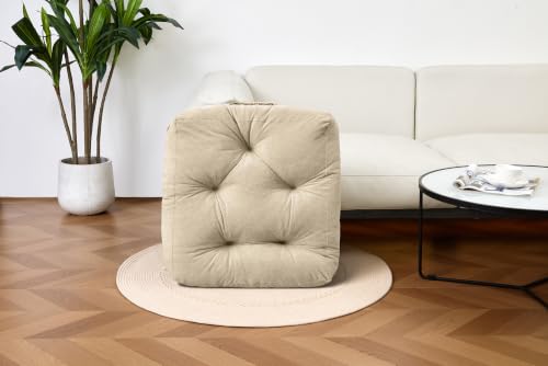 Floor Pillow for Adults, Large Sitting & Meditation Cushion - color: Beige, Square