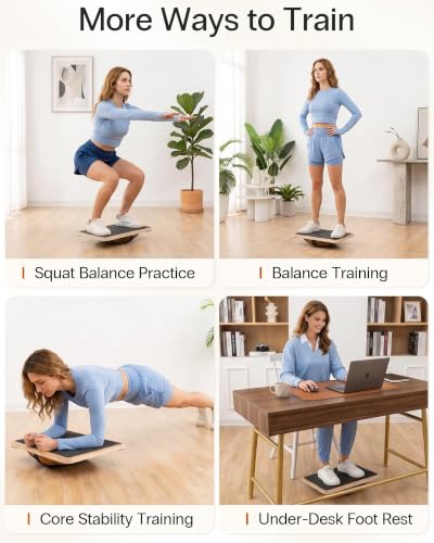 StrongTek Wooden Balance Board, Basic Rocker or Advanced 360° Wobble - color: Standard-Advanced-360° Rotation