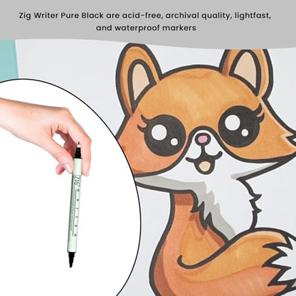 ZIG Memory System Writer Marker 010 Pure Black | Dual-Tip (0.5mm & 1.2mm) for Scrapbooking, Journaling, and Cardmaking | Acid-Free and Fade-Proof Ink