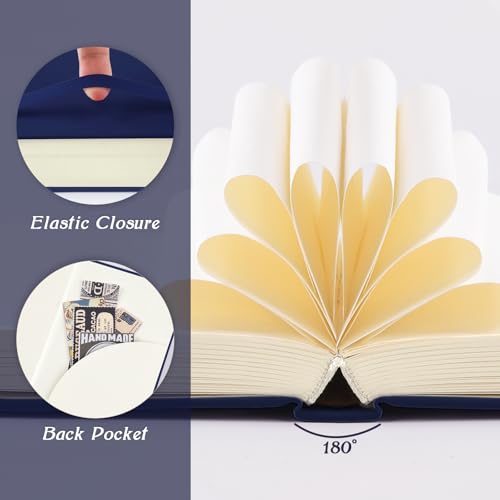 Mix Media Pad,3.5"x5.5" Small Hardcover Leather Art Sketchbook,105 GSM 200 Sheets/400 Pages Acid Free Artistic Painting Drawing Sketching Writing Paper, Handy Pocket Journal Notebook. Dark Blue - color: 105gsm-dark blue