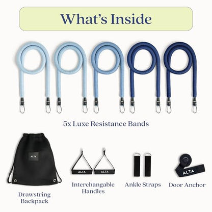ALTA Resistance Tube Bands for Women, Full Kit Resistance Bands, Set of 3 - color: Azure, size: 5 Band Set
