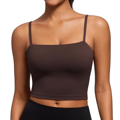 CRZ YOGA Butterluxe Cami Crop Tank Tops - color: Hot Fudge Brown, size: X-Small