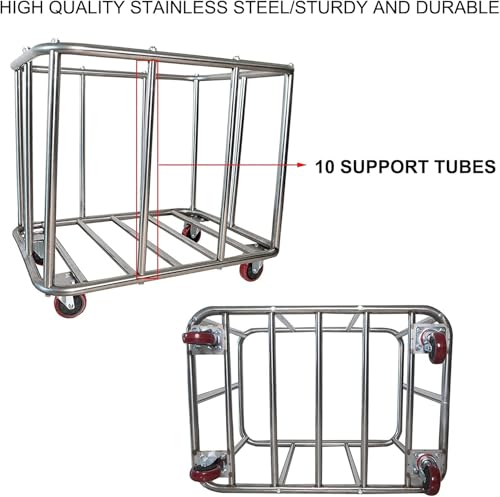 Laundry Cart with Wheels Commercial,400L Large Rolling Laundry Hamper - color: Black - 11.35 Bushels - Upgraded Version