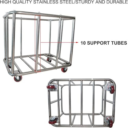Laundry Cart with Wheels Commercial,400L Large Rolling Laundry Hamper - color: Black - 11.35 Bushels - Upgraded Version
