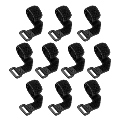 PATIKIL 0.8"x12" Reusable Cinch Straps, 10Pcs Adjustable Nylon Multipurpose Hook and Loop Cable Securing Straps with Plastic Buckle for Organizer Storage Cables Cords Ropes, Black - color: Black, size: 0.8" x 12"