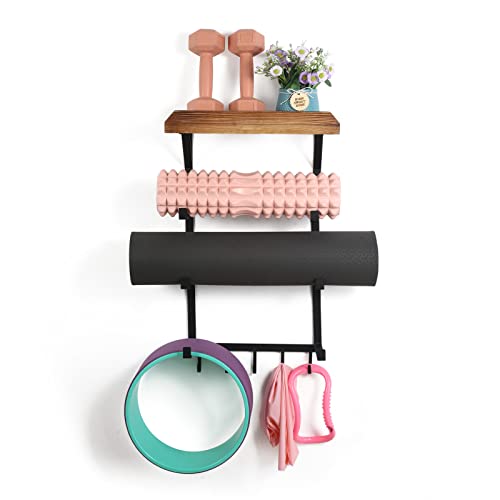 Yoga Mat Holder Wall Mount, Yoga Mat Rack Home Gym Accessories - color: Carbonized Black