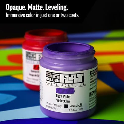 GOLDEN SoFlat Matte Acrylics, Fluorescent Pink, 4 fl. oz. Jar | Artist grade paint with gouache-like matte coverage, acrylic durability, and smooth self-leveling consistency.