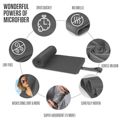 VENTURE 4TH Quick Dry Microfiber Towel for Camping & Gym - Charcoal XL - color: Charcoal, size: 72.00" x 31.50"
