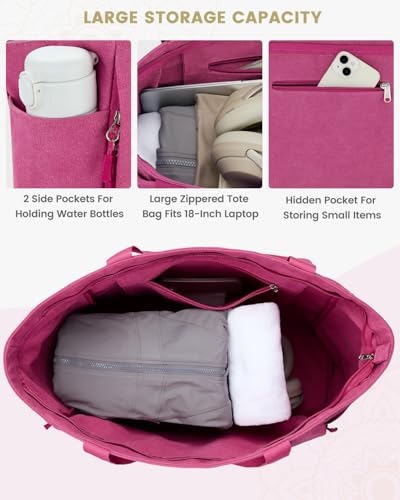 Gonex Yoga Mat Bag with Zipper Mat Carrier Canvas Gym Tote | Durable Canvas, Zipper Closures Prevent Slipping, Quick Access, Bottle Holder, Fits Yoga Blocks, Gym & Travel Use - color: Rose Red, size: X-Large(19.5×7×17inch)