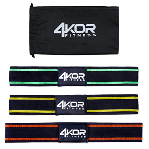 4KOR Fitness Resistance Loop Band Set, Perfect for Crossfit, Yoga, Physical Therapy, and Booty Building - color: 2 Inch Hip Bands 3 Piece Set/ Grippy/ Medium