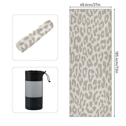 YETTASBIN Leopard Yoga Mat Towel, Non Slip Sweat Absorbent Hot Yoga Towel Portable Lightweight Travel Workout Towel with Storage Bag for Home Yoga, Pilates, Fitness 73x 27 Inch