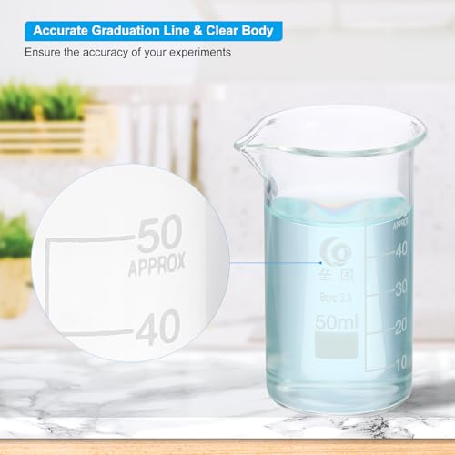PATIKIL 500/1000/2000ml Low Form Glass Beaker, 3Pcs 3.3 Borosilicate Glass Beakers Graduated Measuring Cup with Spout for Lab Experiment, Cooking and Baking, Clear - size: 500/1000/2000ml