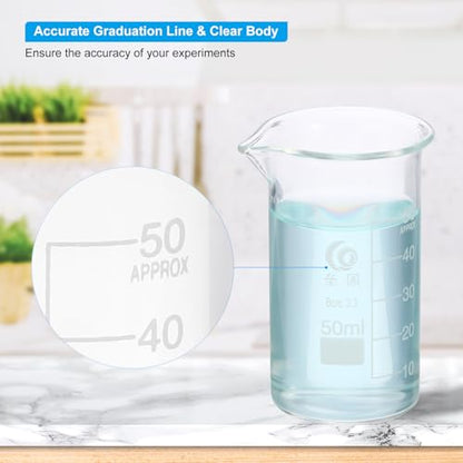 PATIKIL 250/500/1000ml Low Form Glass Beaker, 3Pcs 3.3 Borosilicate Glass Beakers Graduated Measuring Cup with Spout for Lab Experiment, Cooking and Baking, Clear - size: 250/500/1000ml