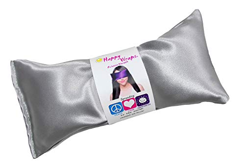 Lavender Eye Pillow - Hot Cold Weighted Eye Pillows for Relaxation, Sleep, Stress, Migraine Relief, Yoga - Aromatherapy Gifts for Women, Birthday, Teachers, Made in USA by Happy Wraps - Silver - color: Silver