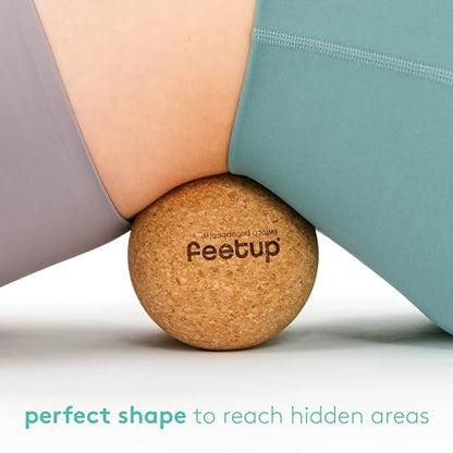 FeetUp – Peanut Massage Ball, Double Massage Ball for Neck, Back, and Legs; Ideal for Muscle Massage, Trigger Points, Yoga Therapy; Pure Cork Balls for Deep Massage