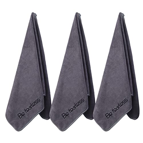 Microfiber Gym Towels Bigger Size Super Soft for Exercise Fitness, Sports | Highly Absorbent Workout Towel, 380-GSM 15 x 31-Inch Quick-Drying Yoga Towels (3 Pack, Grey) - color: Grey, size: 3P-15x31 inches