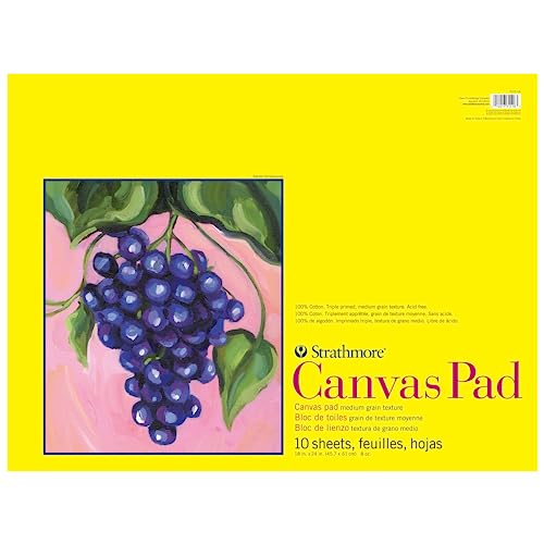 Strathmore 300 Series, Canvas Pad, 18x24 inch, 10 Sheets – Triple Primed, 100% Cotton Canvas, Plein Air Artists, Acrylic Paint and Oil Paint - size: 18x24