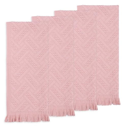 4 Pack Boho Bathroom Decor Hand Towels - color: Pink