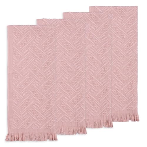 4 Pack Boho Bathroom Decor Hand Towels - color: Pink