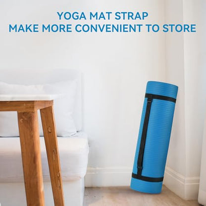 Fitvids Yoga Mat, 1/2-Inch Extra Thick High Density Exercise Mat, Anti-Tear Exercise Yoga Mat with Carrying Strap, Suitable for Various Yoga Exercises - color: Blue