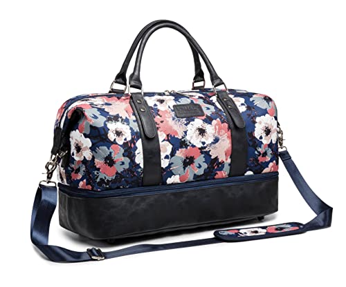 Kinmac Garment Bag with Shoes Compartment, Duffel Bag for Travel,Sports Gym Yoga Duffel Bag Weekender Overnight Totes Bag (Camellia) - color: Camellia