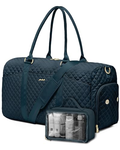 Women Weekender Travel Duffle Bag: Travel Duffel Overnight Bags with Shoe Compartment Large Carry on Tote with Toiletry Bag Weekend Traveling Yoga Gym Hospital Bag for Women with Wet Pocket - color: 07-Peacock Blue, size: Large