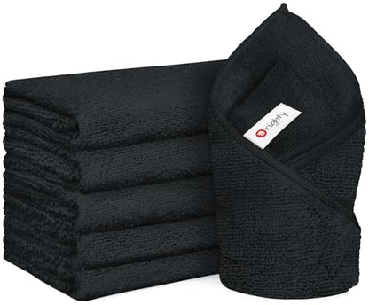 Orighty 6-Pack Black Hand Towels, 16x28 inch Microfiber Gym Towels - color: Black, size: Pack of 6