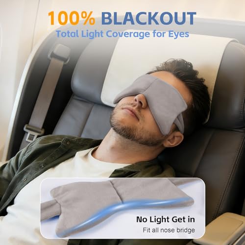 SPRING SEAON Weighted Sleep Mask,Light Blocking,Velvet Gravity,Adjustable | Sleeping Mask, Weighted Glass Beads, Blindfold, Adjustable, Breathable, Day&Night Use, For Travel and Relaxation, Gray - color: Light Gray