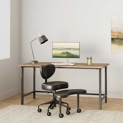 Pipersong Meditation Chair Plus, Cross Legged ADHD Office Desk Chair, Black | Memory Foam Padded Cushion, Exclusive Cresent Footstool Design, Ergonomic Backrest, Thick Certified Wood Board - color: Black, size: 17.5" Seat